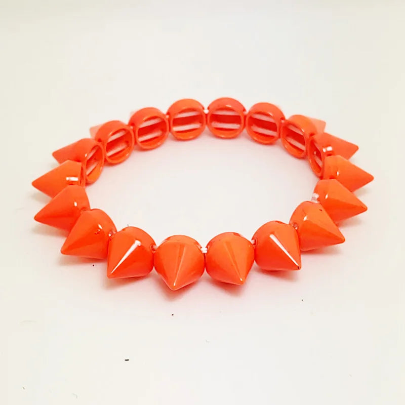 Spikes Elastic Bracelet Stretch Rivets Punk Style Bangle Bracelet Hip Hop Party Fashion Jewelry for Ladies Metal Alloy