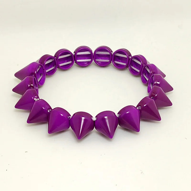 Spikes Elastic Bracelet Stretch Rivets Punk Style Bangle Bracelet Hip Hop Party Fashion Jewelry for Ladies Metal Alloy
