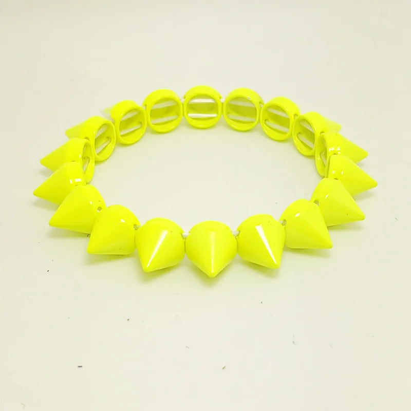 Spikes Elastic Bracelet Stretch Rivets Punk Style Bangle Bracelet Hip Hop Party Fashion Jewelry for Ladies Metal Alloy