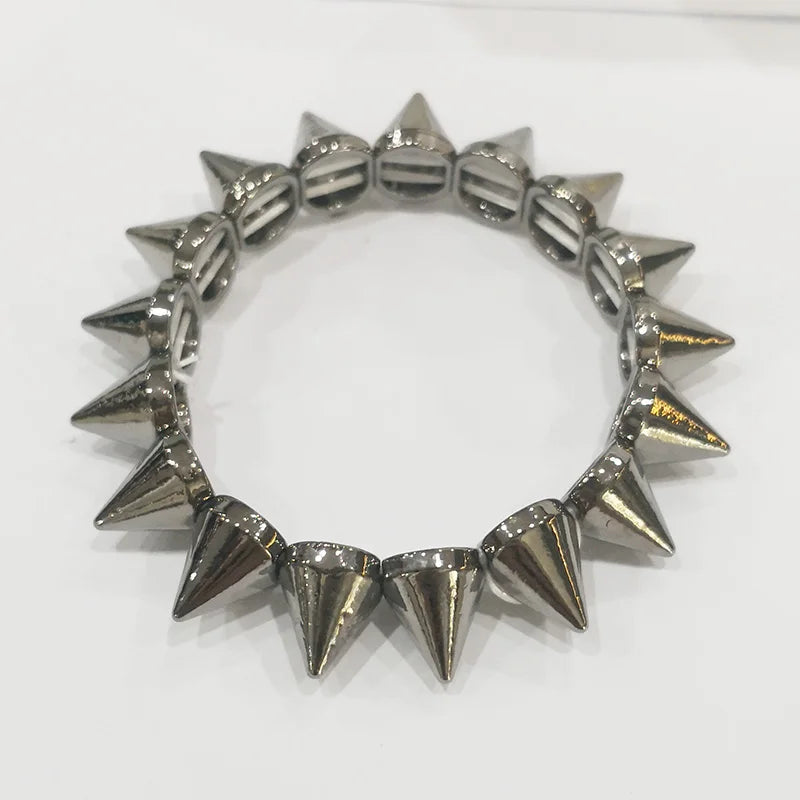 Spikes Elastic Bracelet Stretch Rivets Punk Style Bangle Bracelet Hip Hop Party Fashion Jewelry for Ladies Metal Alloy