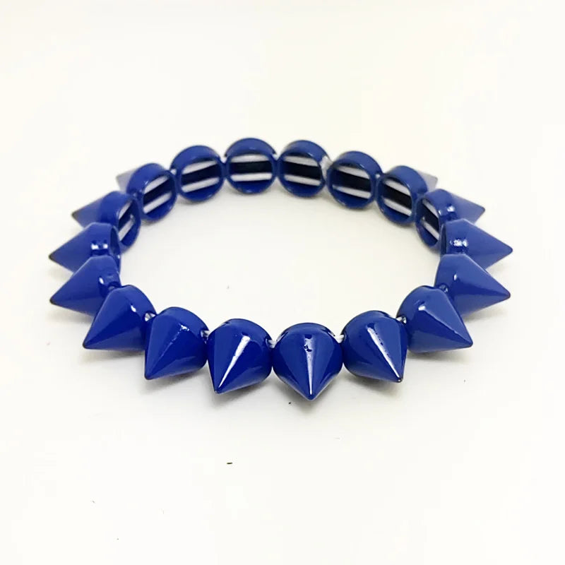 Spikes Elastic Bracelet Stretch Rivets Punk Style Bangle Bracelet Hip Hop Party Fashion Jewelry for Ladies Metal Alloy