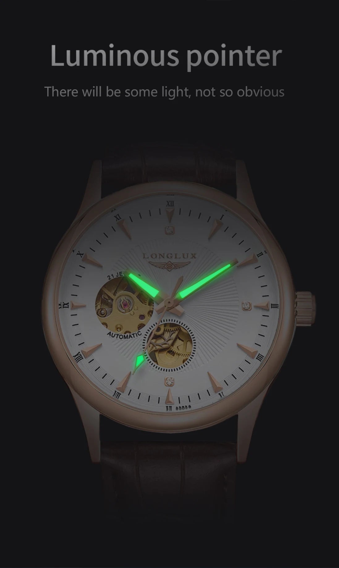 Automatic Watch Elegant Style Skeleton Rome