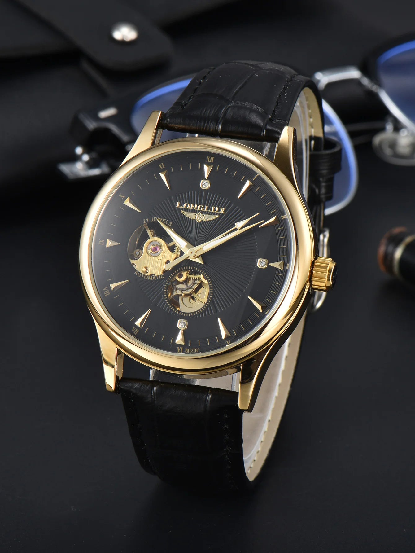 Automatic Watch Elegant Style Skeleton Rome