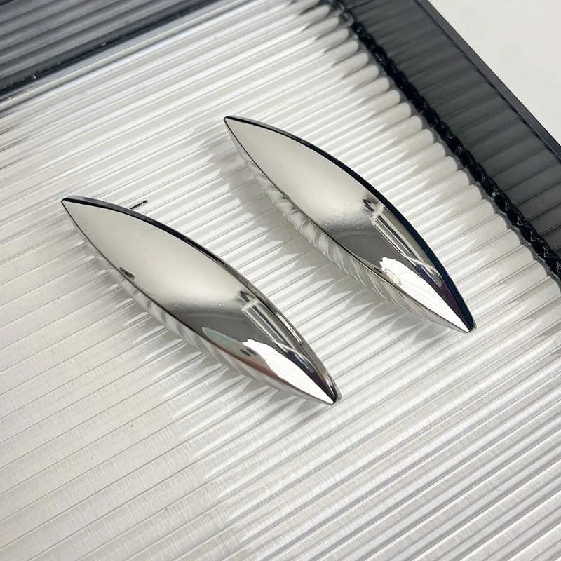 Exaggerated Metal Smooth Big Oval Stud Earrings