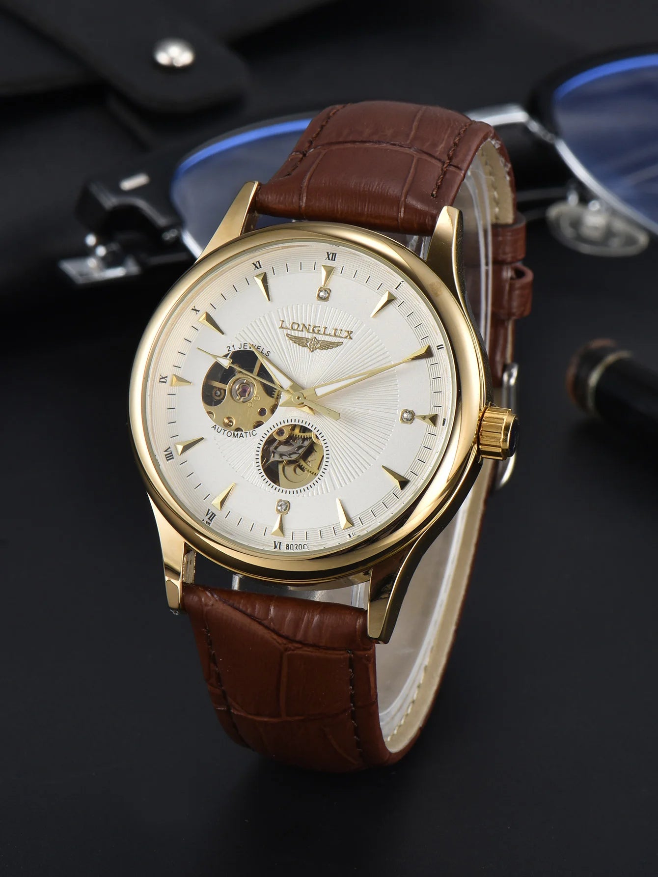 Automatic Watch Elegant Style Skeleton Rome