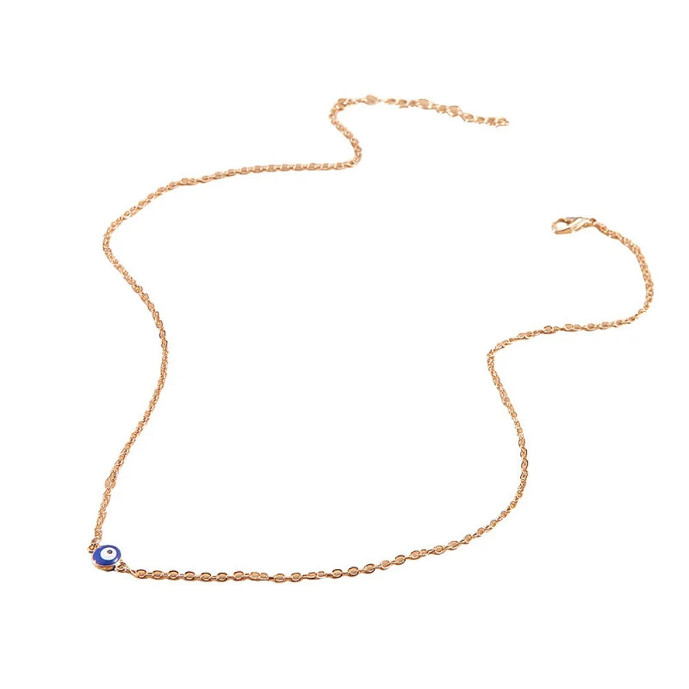 Evil Eyes Deep Sea Blue Pendant Necklace Metal