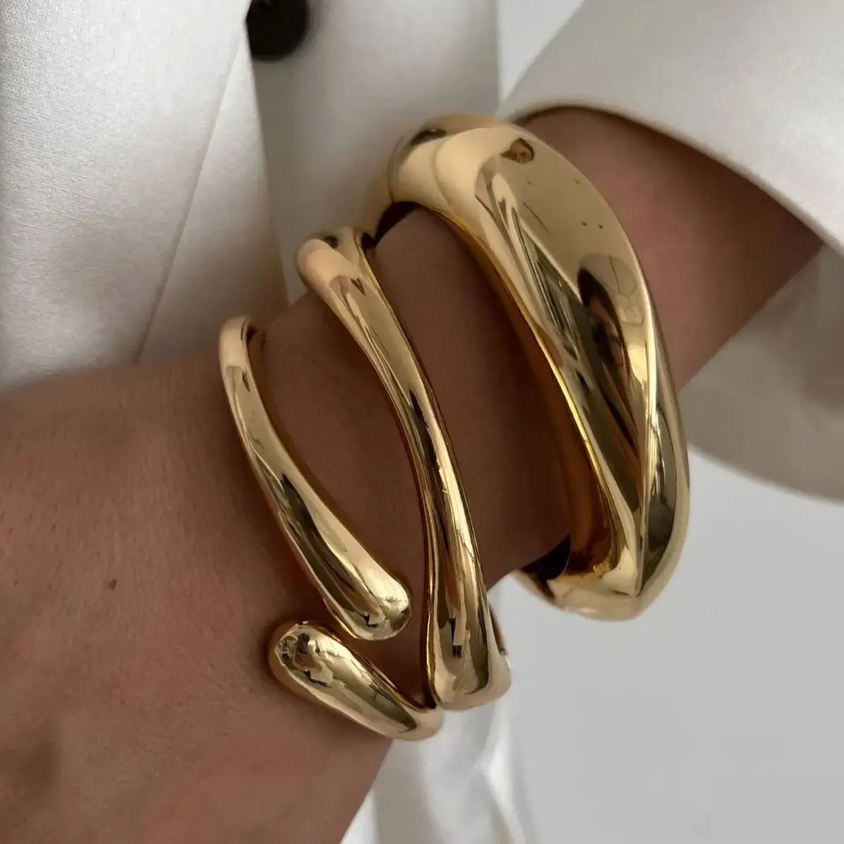 Vintage Metal Cuff Bangles Punk Gold Silver Bracelet
