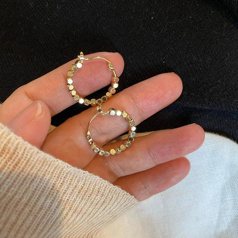 Vintage Gold Color round Circle Hoop Earrings