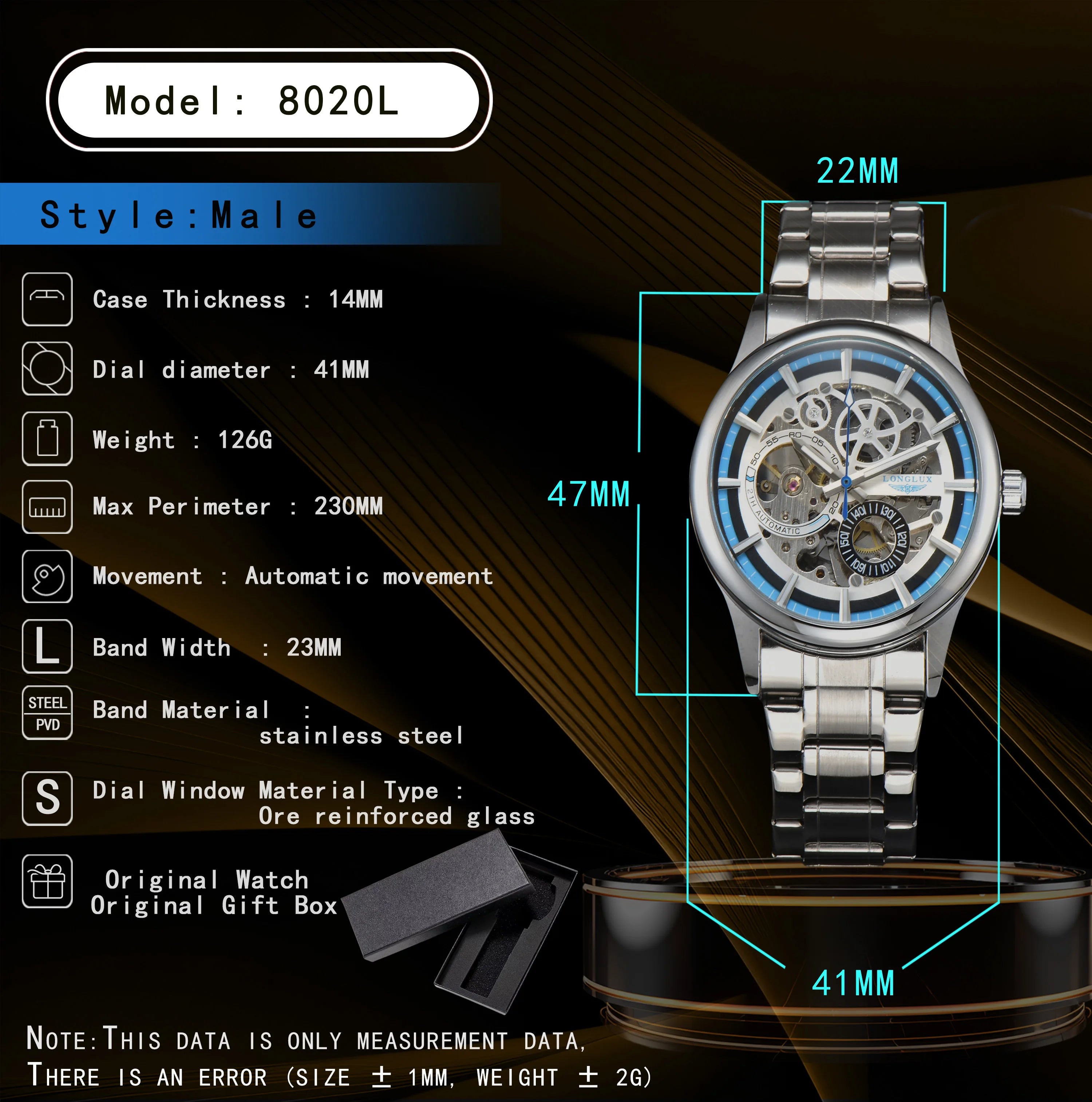 Automatic Man Watch Luxury Wholesale Mechanical Wristwatches Stainless Steel Skeleton Waterproof Mens Watch Men Gift