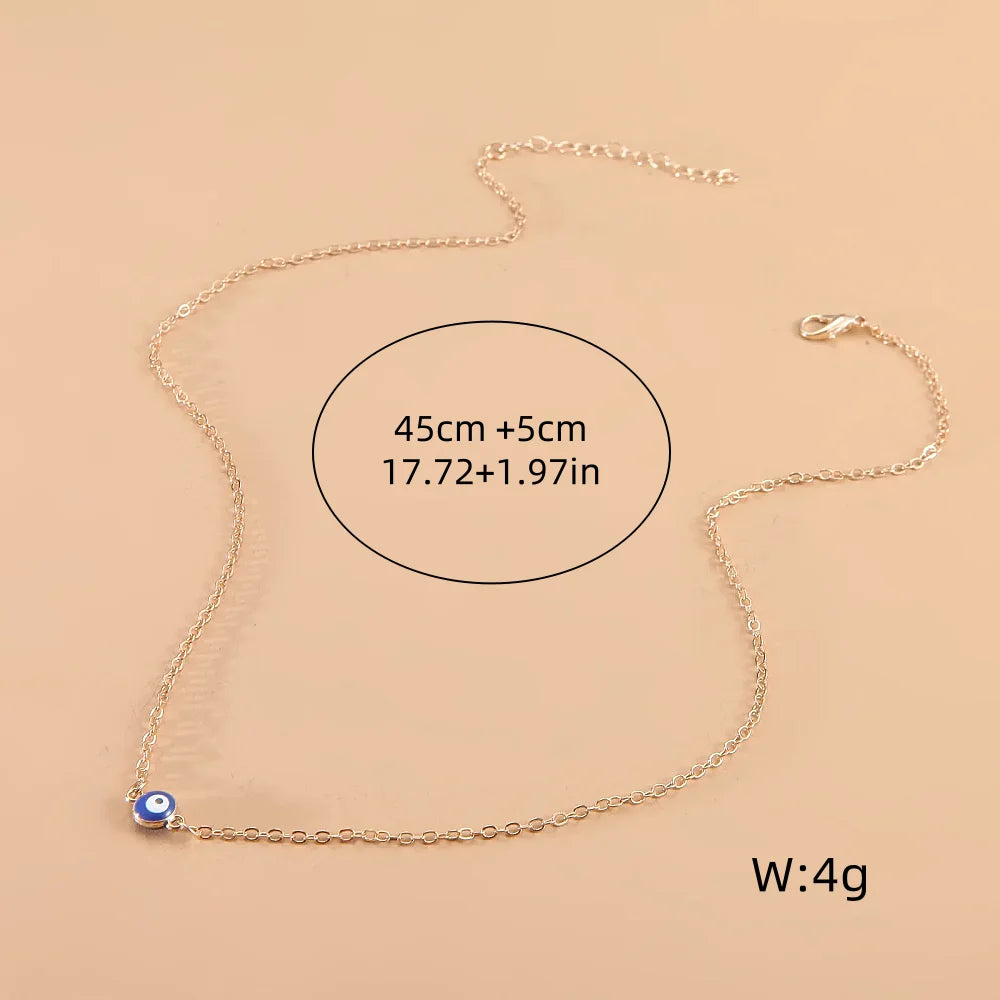 Evil Eyes Deep Sea Blue Pendant Necklace Metal