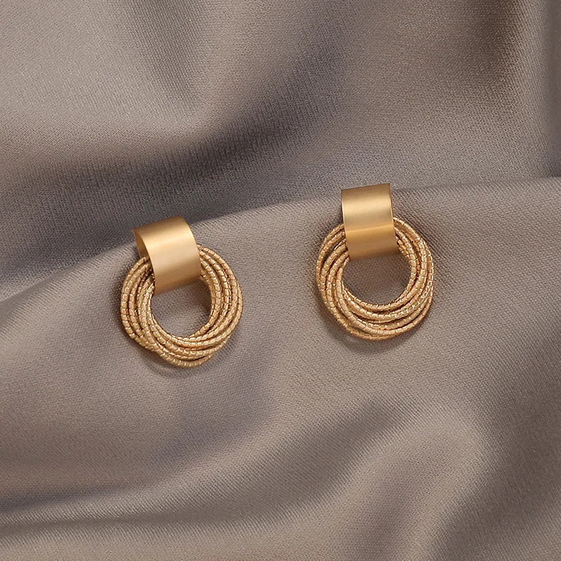 Vintage Gold Color round Circle Hoop Earrings