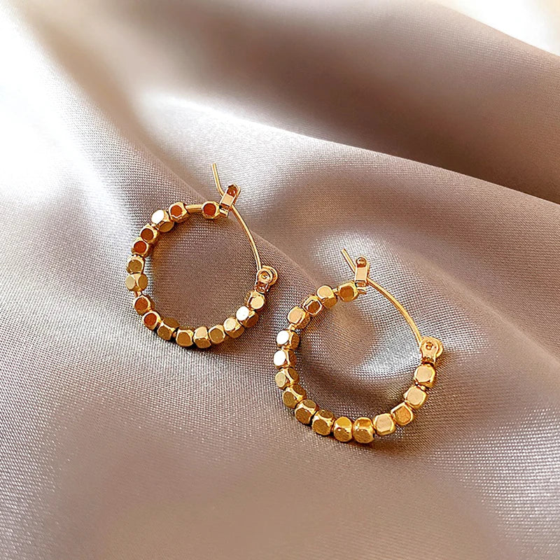 Vintage Gold Color round Circle Hoop Earrings