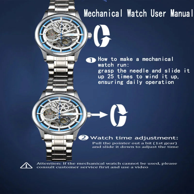 Automatic Man Watch Luxury Wholesale Mechanical Wristwatches Stainless Steel Skeleton Waterproof Mens Watch Men Gift