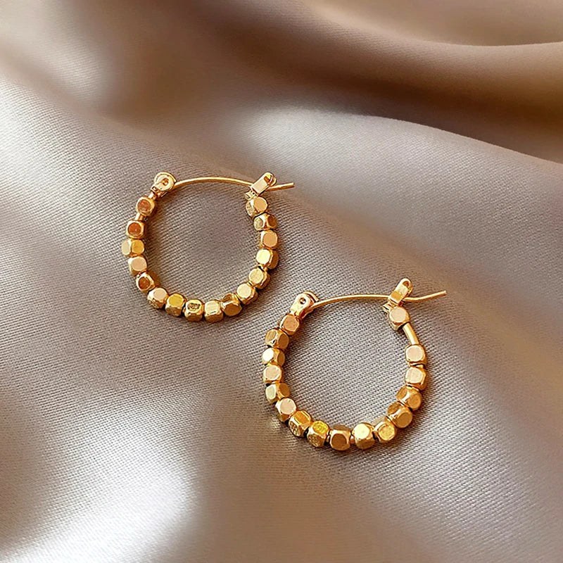 Vintage Gold Color round Circle Hoop Earrings