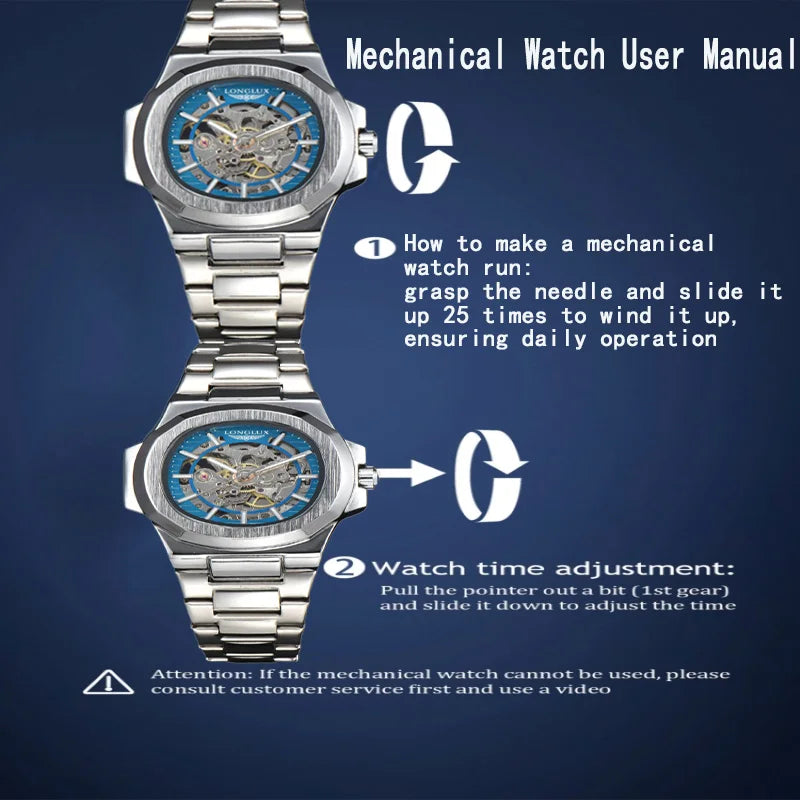 Men Automatic Mechanical Watch Skeleton