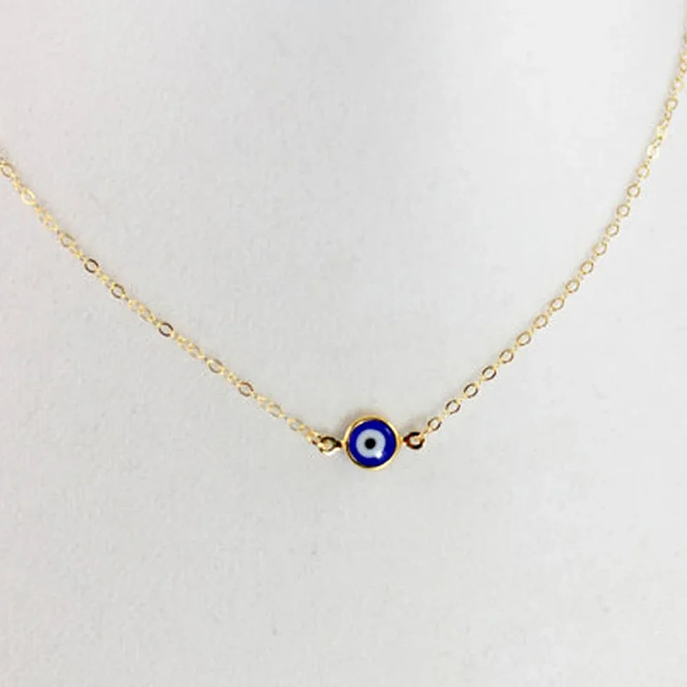 Evil Eyes Deep Sea Blue Pendant Necklace Metal