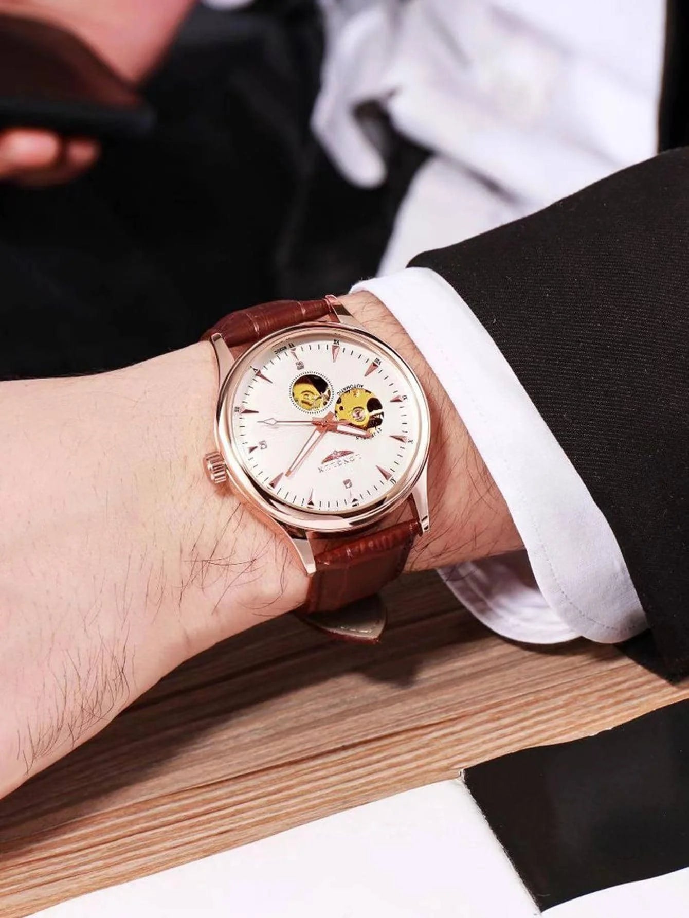 Automatic Watch Elegant Style Skeleton Rome