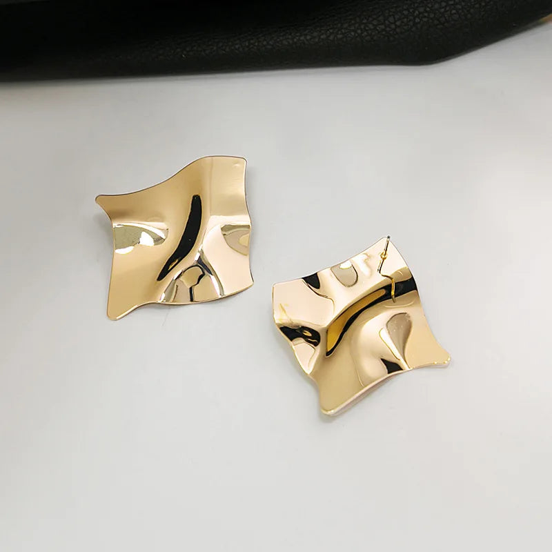 Exaggerated Metal Smooth Big Oval Stud Earrings
