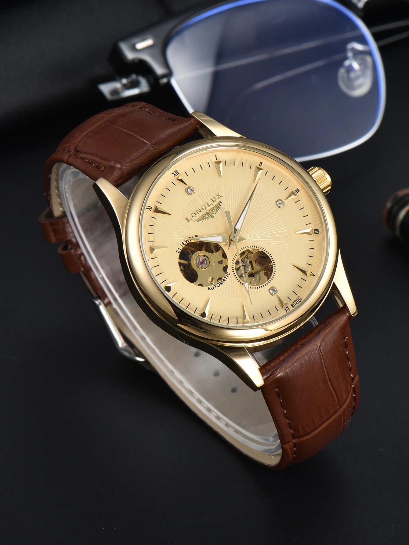Automatic Watch Elegant Style Skeleton Rome