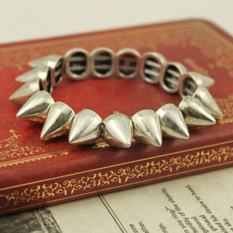 Spikes Elastic Bracelet Stretch Rivets Punk Style Bangle Bracelet Hip Hop Party Fashion Jewelry for Ladies Metal Alloy