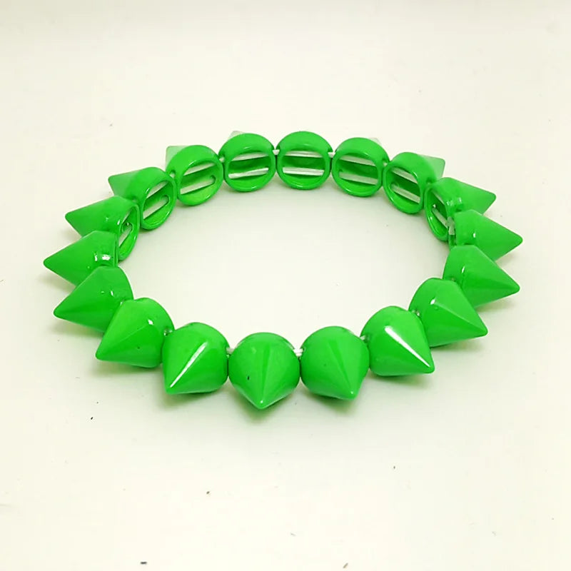 Spikes Elastic Bracelet Stretch Rivets Punk Style Bangle Bracelet Hip Hop Party Fashion Jewelry for Ladies Metal Alloy
