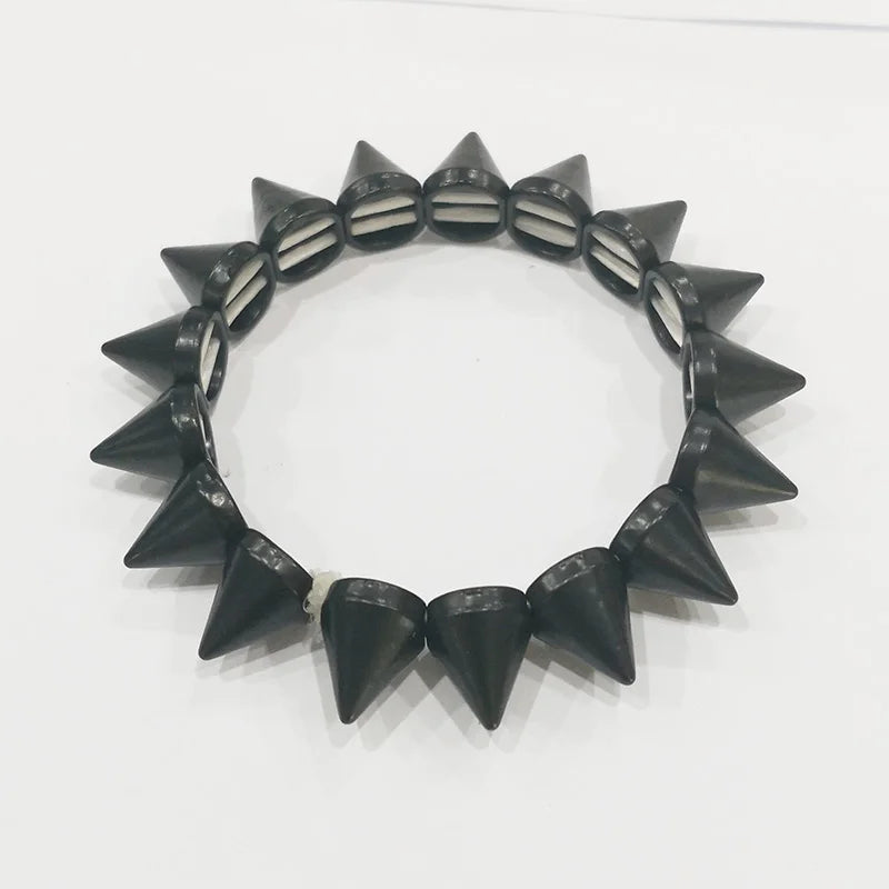 Spikes Elastic Bracelet Stretch Rivets Punk Style Bangle Bracelet Hip Hop Party Fashion Jewelry for Ladies Metal Alloy