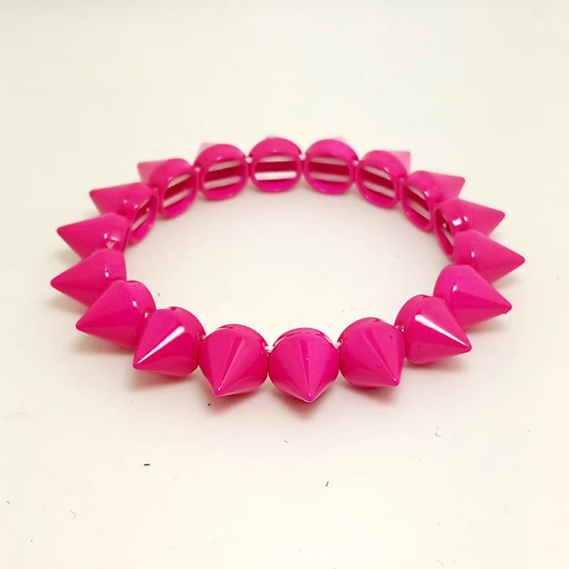 Spikes Elastic Bracelet Stretch Rivets Punk Style Bangle Bracelet Hip Hop Party Fashion Jewelry for Ladies Metal Alloy