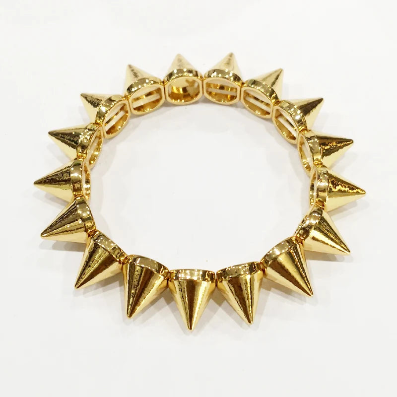Spikes Elastic Bracelet Stretch Rivets Punk Style Bangle Bracelet Hip Hop Party Fashion Jewelry for Ladies Metal Alloy