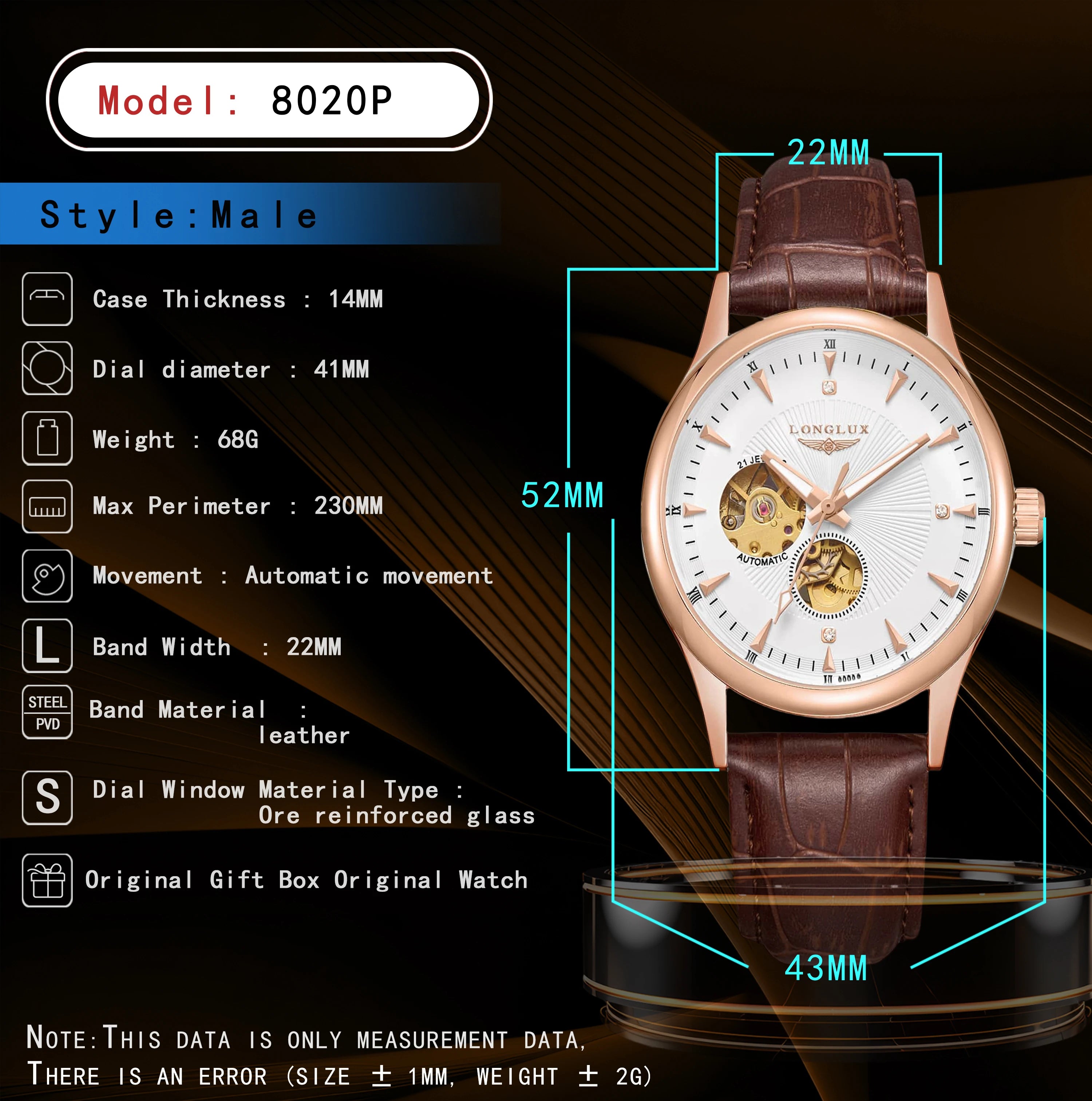 Automatic Watch Elegant Style Skeleton Rome