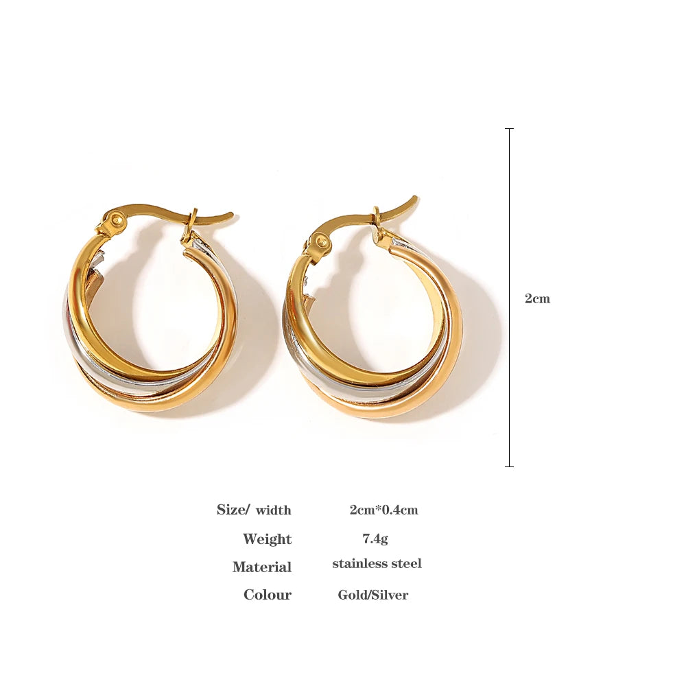 Stainless Steel U-Shaped Twisted Hoop Earrings 