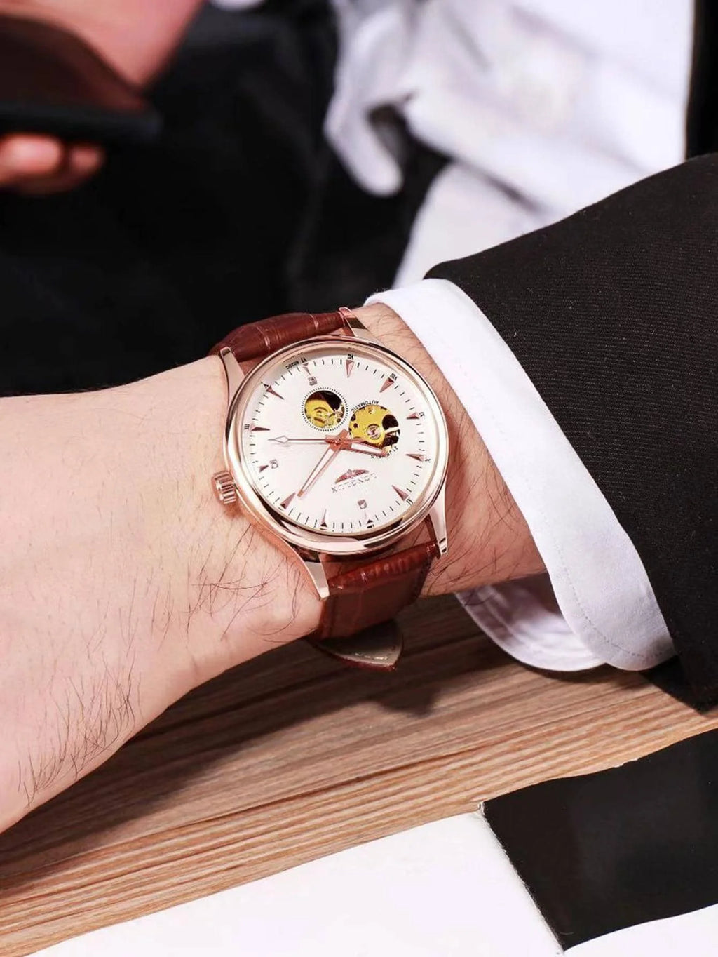 Automatic Watch Elegant Style Skeleton Rome