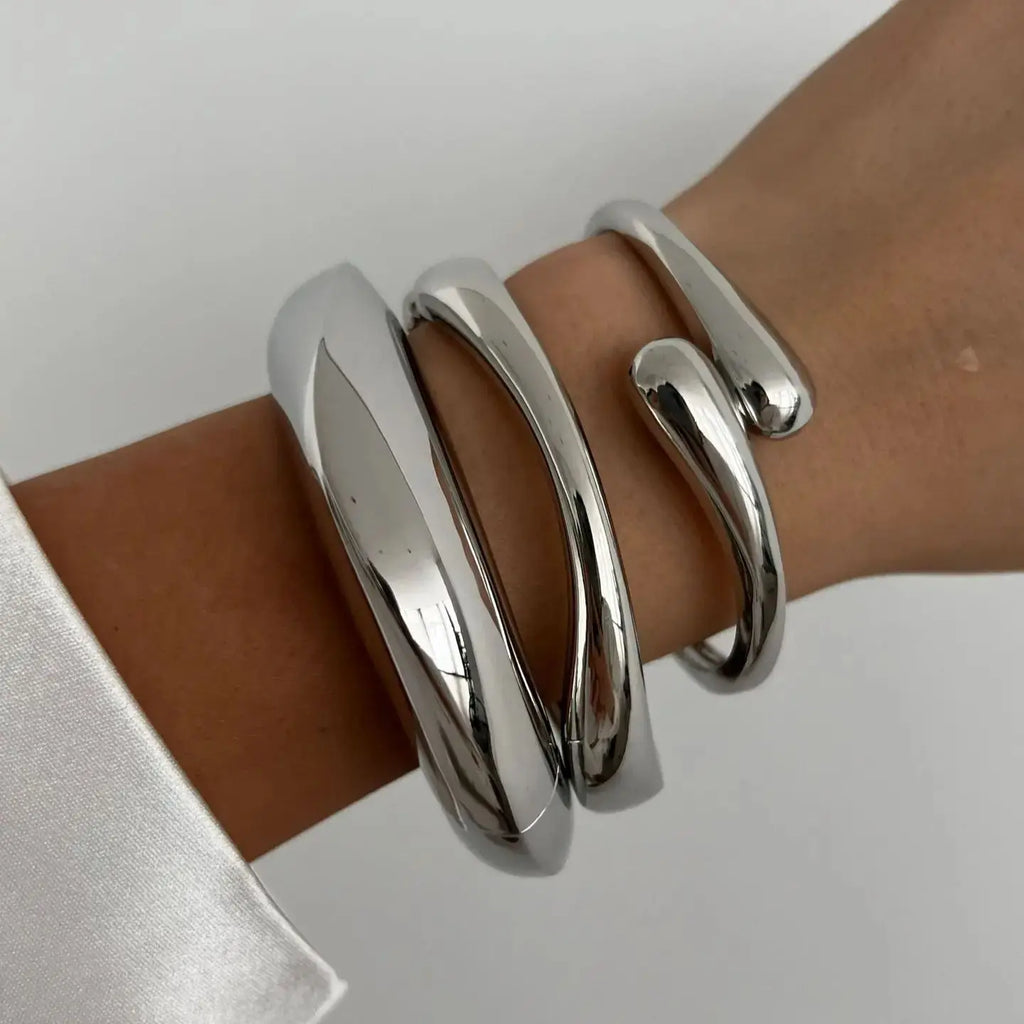 Vintage Metal Cuff Bangles Punk Gold Silver Bracelet
