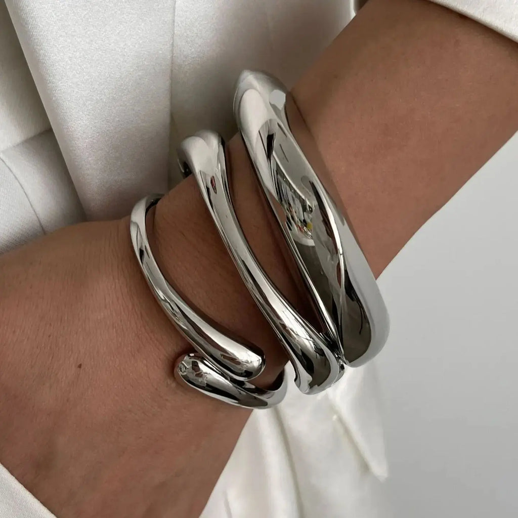 Vintage Metal Cuff Bangles Punk Gold Silver Bracelet