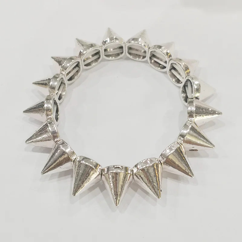 Spikes Elastic Bracelet Stretch Rivets Punk Style Bangle Bracelet Hip Hop Party Fashion Jewelry for Ladies Metal Alloy